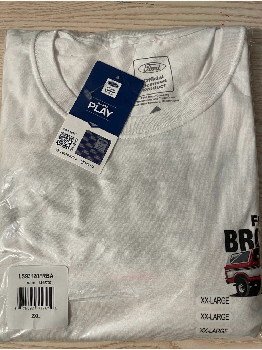 Ford White Long Sleeve Graphic Tee with Red Truck Accent. Smoke free home.